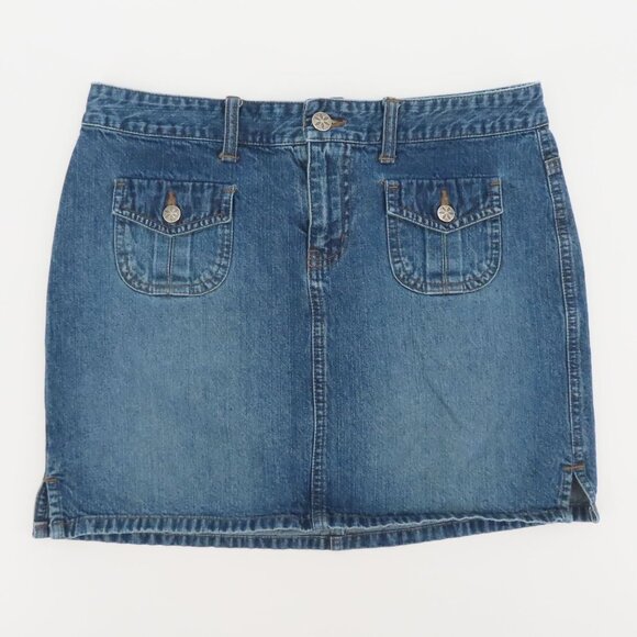 SO Juniors 7 Blue Denim Jean Skirt Button Pockets All Cotton Y2K 2000s Style - Picture 9 of 9